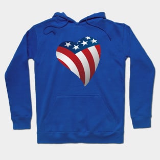 USA Love Heart with American Flag Stars and Stripes Hoodie